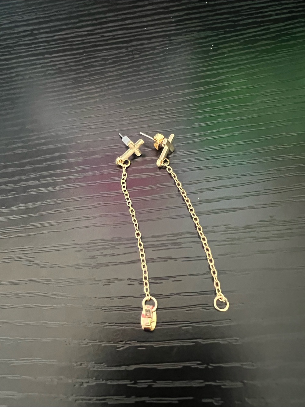 Gold Tone Cross Chain Drop Earrings - Women's Fashion Jewelry